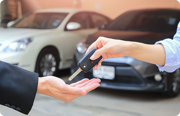 Customer receiving car keys